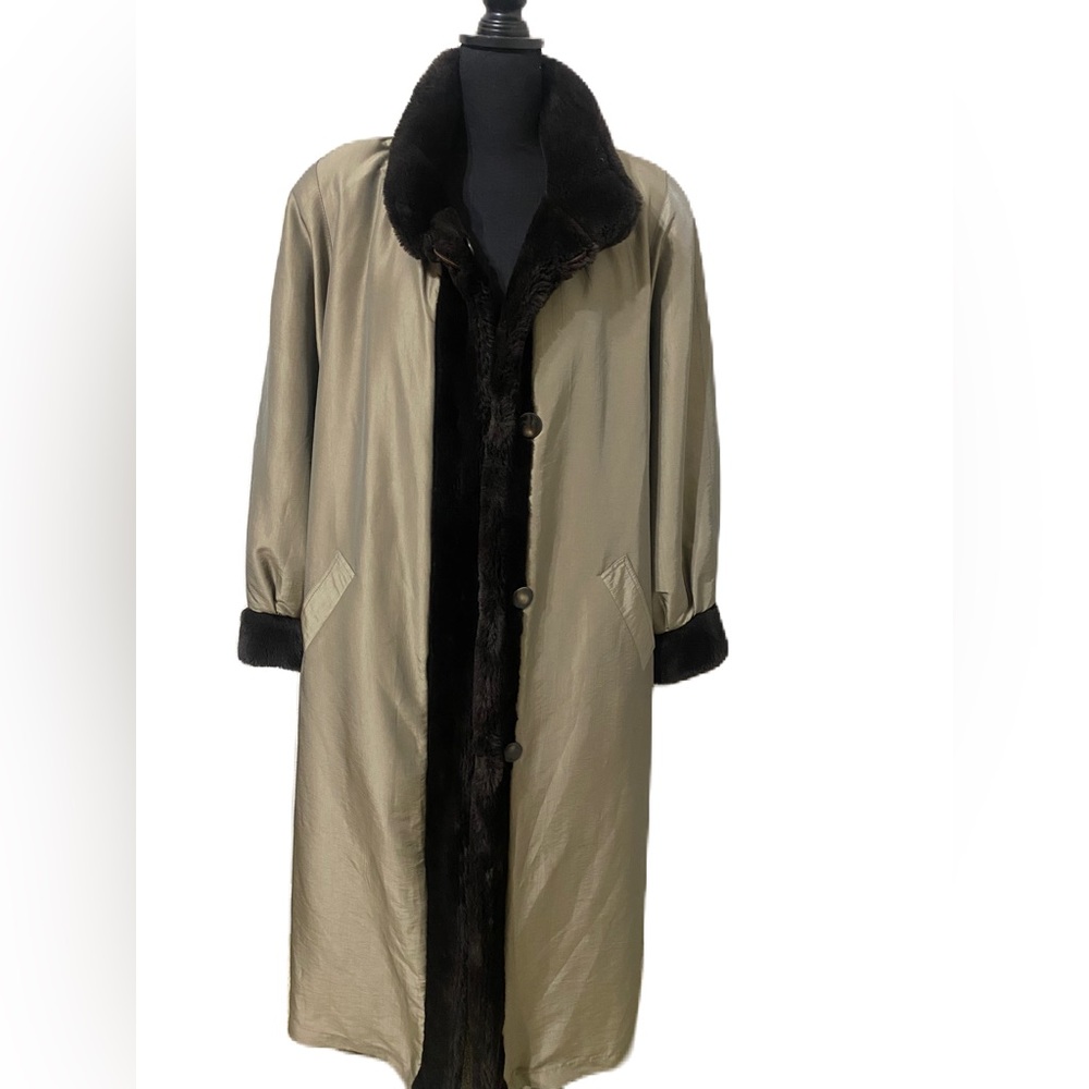 Vintage Rain Proof Coat with Fur lining REVERSIBLE
